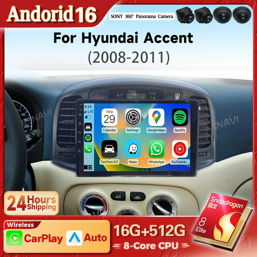 Android 16 Carplay Auto Car Radio DSP Multimedia Player For Hyundai Accent 3 2006 2007 2008 - 2011 Wireless BT Stereo Snapdragon
Android 16 Carplay Auto Car Radio DSP Multimedia Player For Hyundai Accent 3 2006 2007 2008 - 2011 Wireless BT Stereo Snapdragon