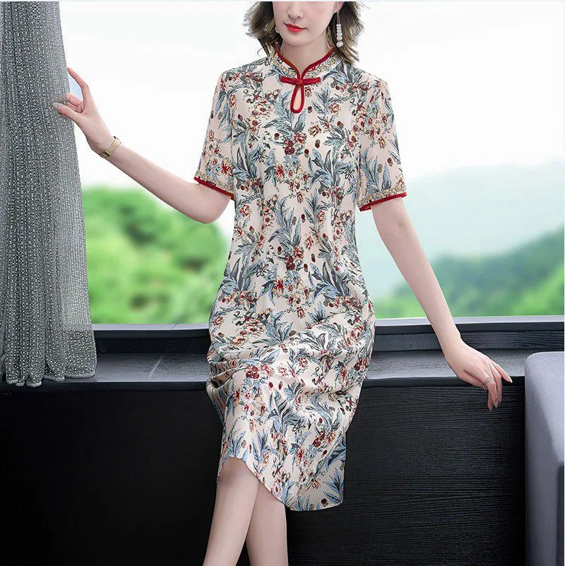 Qipao Chinese Style Retro Floral Cheongsam Dress Fational 2023 Summer New Short-Sleeved Thin Elegant Temperament Skirt Female
Qipao Chinese Style Retro Floral Cheongsam Dress Fational 2023 Summer New Short-Sleeved Thin Elegant Temperament Skirt Female