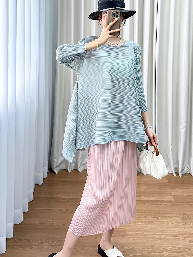 Casual Pure Color Long Sleeve round Neck Pleated Skirt Two Piece Set Summer New Arrival Three Zha Art Creation Women's Suit
Casual Pure Color Long Sleeve round Neck Pleated Skirt Two Piece Set Summer New Arrival Three Zha Art Creation Women's Suit