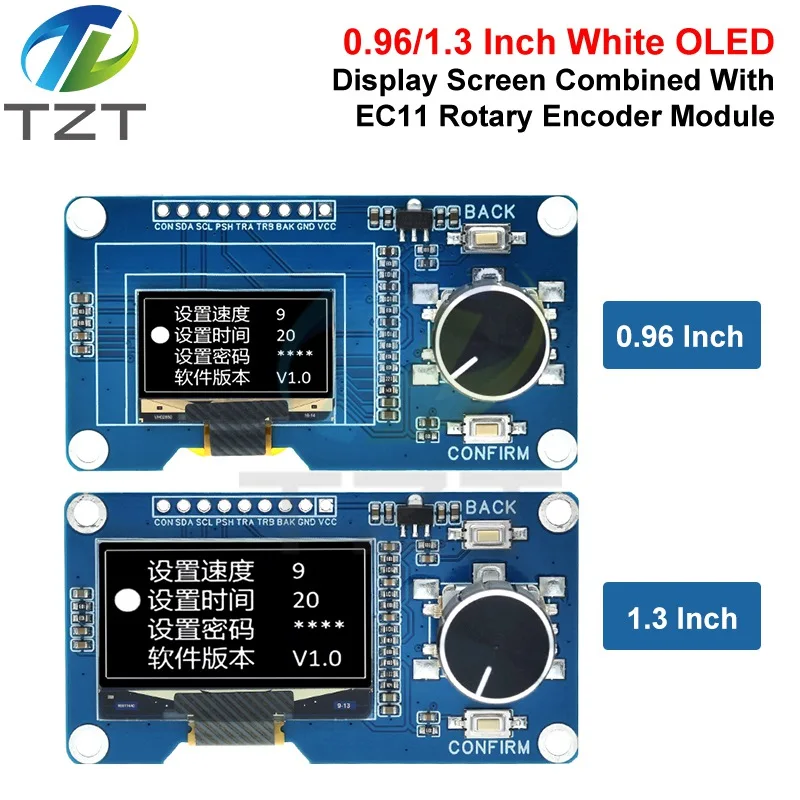 TZT 1/3PCS 0.96/1.3 Inch OLED Display Module With Button EC11 Rotary Encoder IIC Interface LCD Screen For Arduino
TZT 1/3PCS 0.96/1.3 Inch OLED Display Module With Button EC11 Rotary Encoder IIC Interface LCD Screen For Arduino