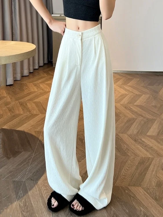 Women's High Waist Straight Leg Pants Summer Thin Wide Leg Suit Loose Drapey Ice Silk Pants Elastic Waist Casual Trousers
Women's High Waist Straight Leg Pants Summer Thin Wide Leg Suit Loose Drapey Ice Silk Pants Elastic Waist Casual Trousers
