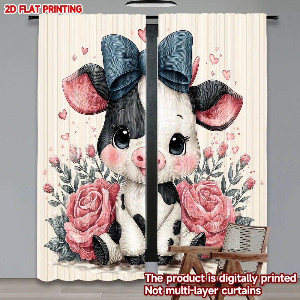 2D flat printing 2pcs Curtains Cute Cow with Roses Digital Printed Polyester Drapes Festive Holiday Perfect for Art Party for
2D flat printing 2pcs Curtains Cute Cow with Roses Digital Printed Polyester Drapes Festive Holiday Perfect for Art Party for