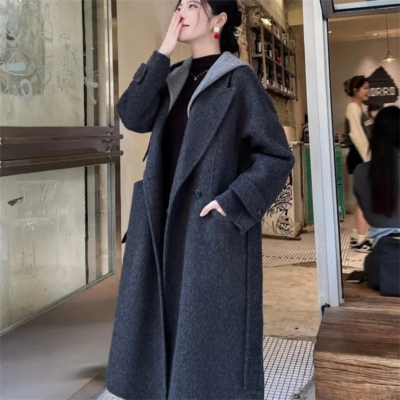 Grey Woolen Jacket Women's Autumn Winter Fashion Cotton Thicken Wool Coat Korean version Loose Young patchwork Hooded Coats
Grey Woolen Jacket Women's Autumn Winter Fashion Cotton Thicken Wool Coat Korean version Loose Young patchwork Hooded Coats