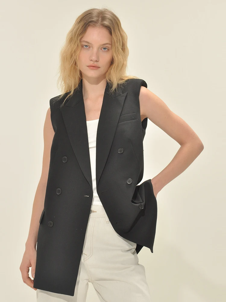 Women's Double-Breasted Shoulder-Padded Waist-Cinched Casual Slim Fit Suit Vest Sleeveless Jacket Street Style Polyester Viscose
Women's Double-Breasted Shoulder-Padded Waist-Cinched Casual Slim Fit Suit Vest Sleeveless Jacket Street Style Polyester Viscose