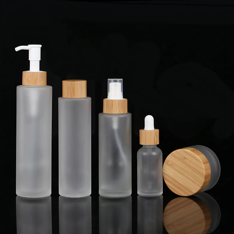 Cosmetic Spray With Bamboo Lotion Lid Frosted White Plastic Container Skin Care Frosted Clear Glass Bottle for Face Cream Serum
Cosmetic Spray With Bamboo Lotion Lid Frosted White Plastic Container Skin Care Frosted Clear Glass Bottle for Face Cream Serum