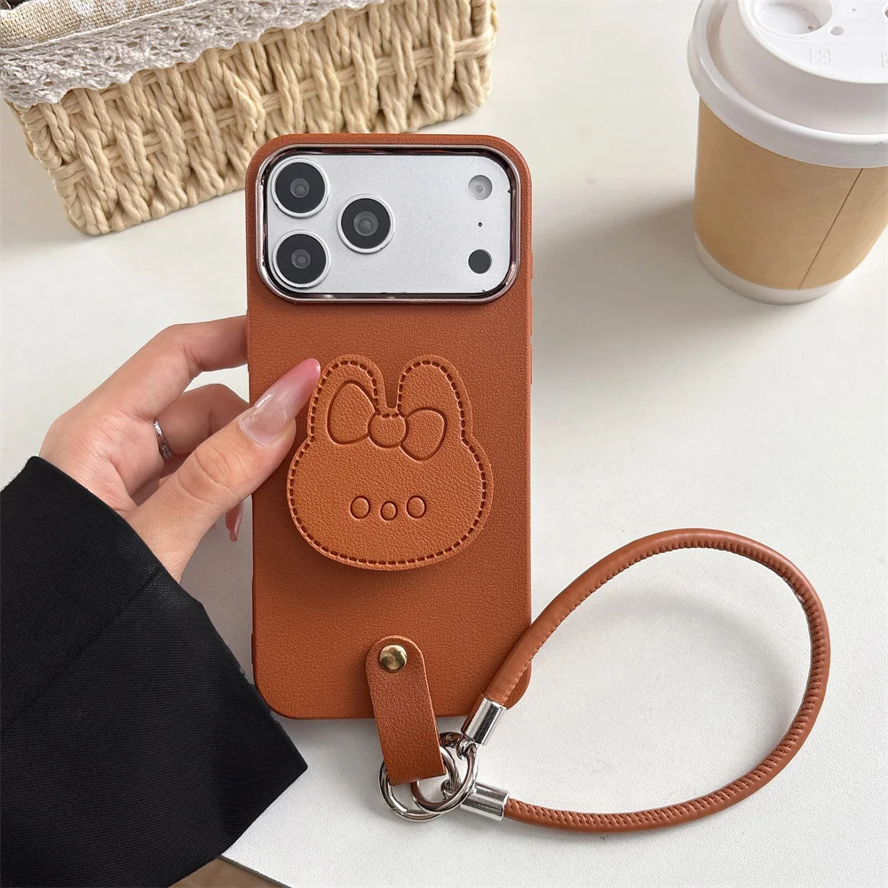 Stylish Cute Embossed Bunny PU Leather Texture Phone Case with Pop Socket Wrist Strap for iPhone 17 Pro Max 16 15 14 13 Cover
Stylish Cute Embossed Bunny PU Leather Texture Phone Case with Pop Socket Wrist Strap for iPhone 17 Pro Max 16 15 14 13 Cover