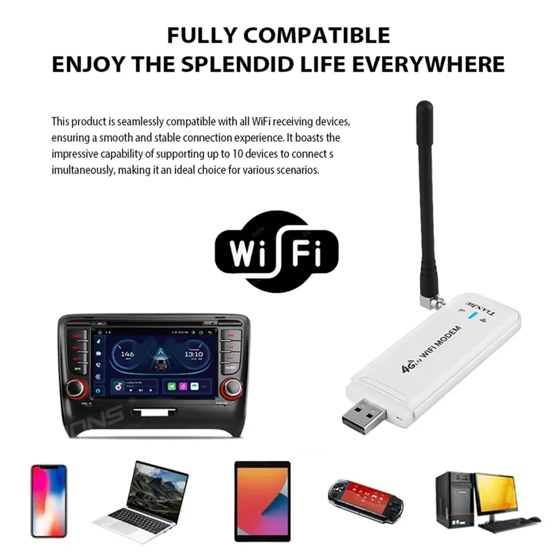 4G LTE Wi-Fi-маршрутизатор Портативный USB-модем с антеннами, высокоскоростная точка доступа 150 Мбит/с, поддержка 10 устройств
4G LTE Wi-Fi-маршрутизатор Портативный USB-модем с антеннами, высокоскоростная точка доступа 150 Мбит/с, поддержка 10 устройств