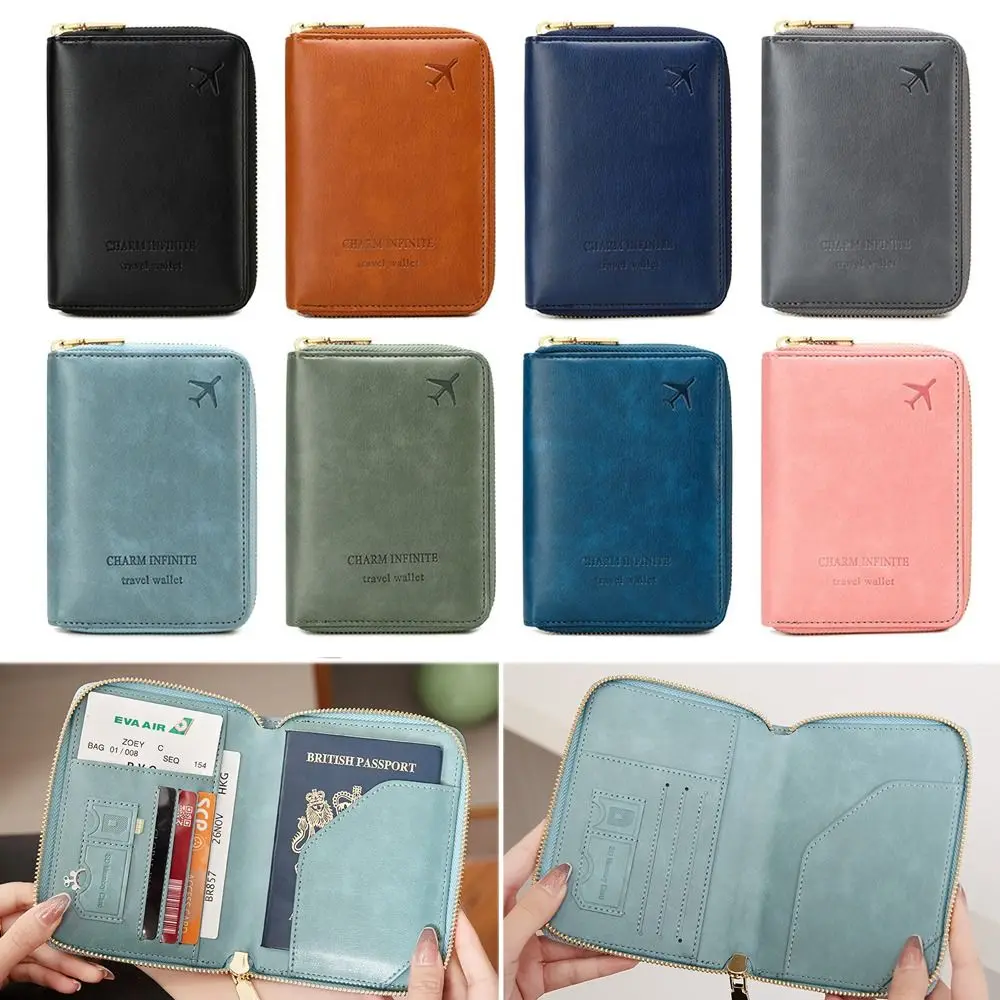 RFID Zipper Passport Bag Multi-functional PU Leather Anti-theft ID Card Holder Solid Color Passport Holder
RFID Zipper Passport Bag Multi-functional PU Leather Anti-theft ID Card Holder Solid Color Passport Holder