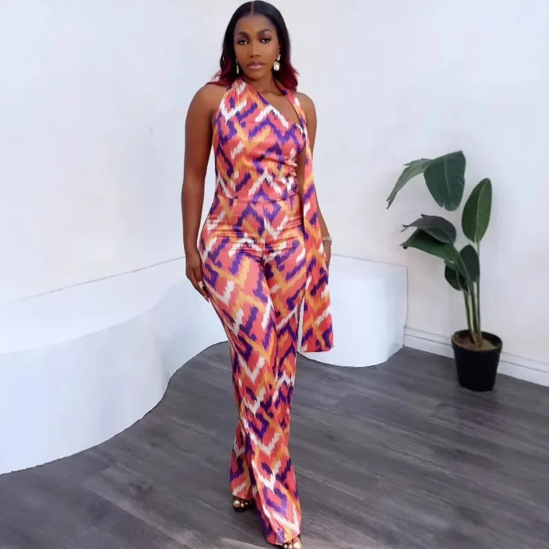 Elegant Printed Jumpsuit Women Romper Backless Irregular Neck Sleeveless One Pieces Party Club Overalls Combinaison Sexy Femme
Elegant Printed Jumpsuit Women Romper Backless Irregular Neck Sleeveless One Pieces Party Club Overalls Combinaison Sexy Femme