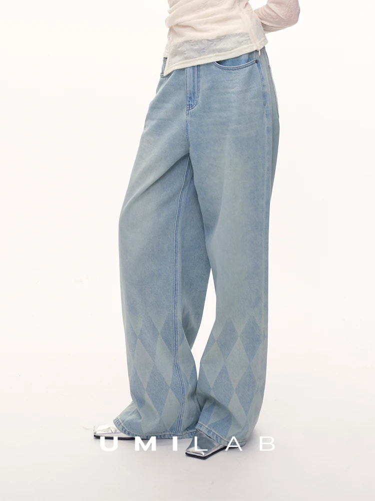 UMILAB Vintage Washed Light Weight Spring Summer Denim Jeans Ladies Straight Cut Elastic Waist Cotton Reflective Diamond Pattern
UMILAB Vintage Washed Light Weight Spring Summer Denim Jeans Ladies Straight Cut Elastic Waist Cotton Reflective Diamond Pattern