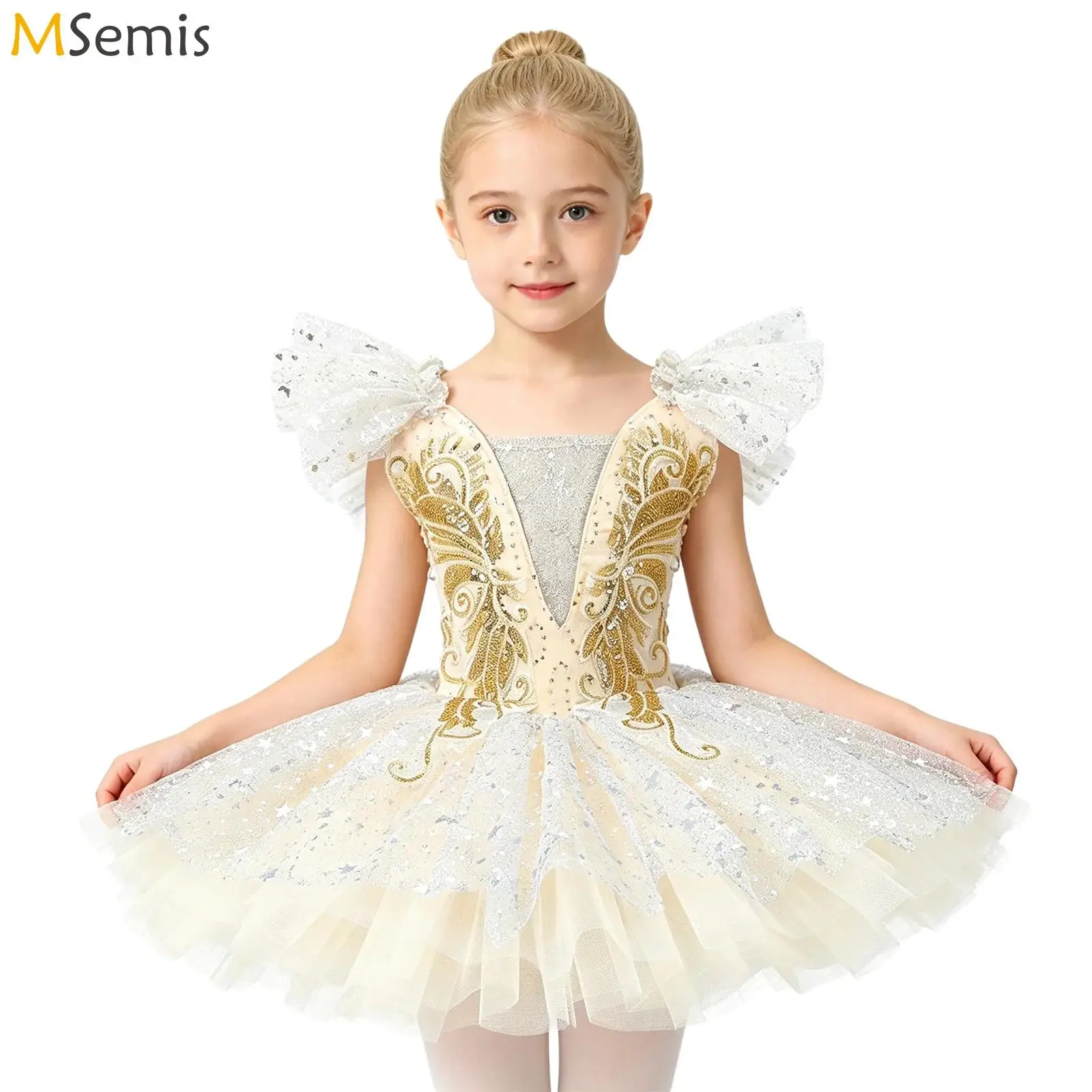 Kids Girls Sequin Ballet Tulle Tutu Dress Toddler Ruffled Sleeves Ballerina Costume Embroidery Bodice Dress with Cute Bowknot
Kids Girls Sequin Ballet Tulle Tutu Dress Toddler Ruffled Sleeves Ballerina Costume Embroidery Bodice Dress with Cute Bowknot