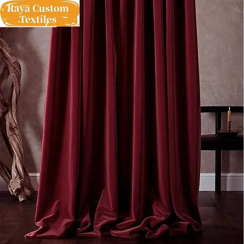 European Dark Red Velvet Curtains for Living Dining Room Bedroom Burgundy Blackout Luxury Custom Solid Color Grace Decoration
European Dark Red Velvet Curtains for Living Dining Room Bedroom Burgundy Blackout Luxury Custom Solid Color Grace Decoration