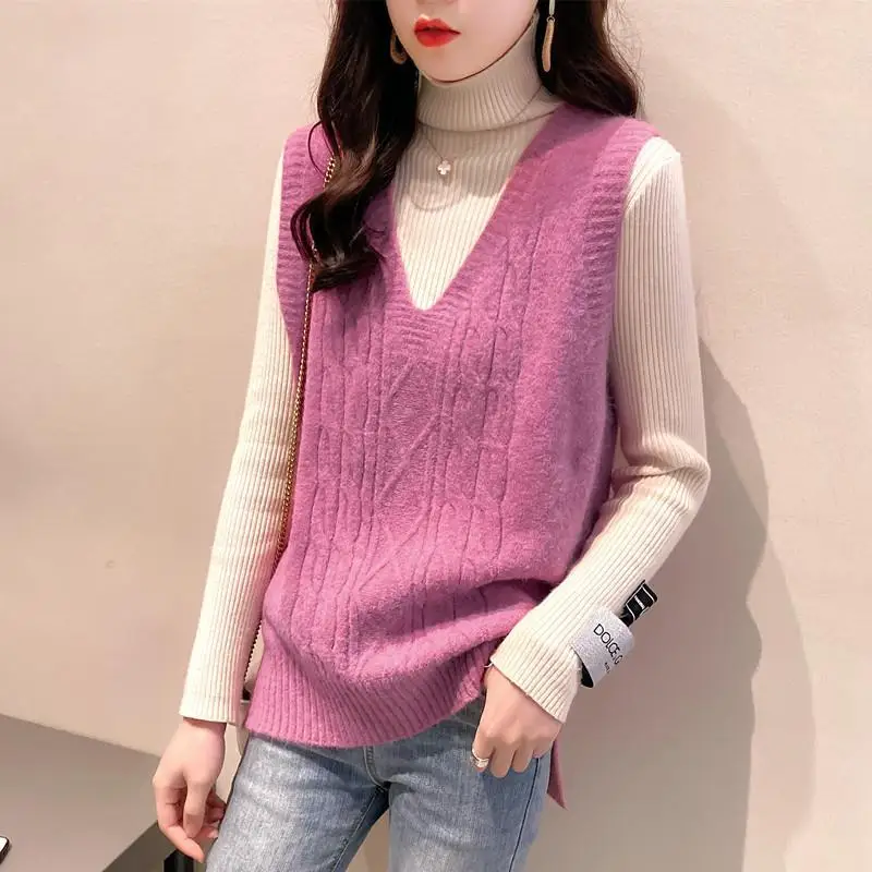 Women Sweater Vest V-neck Knitted Top Korean Fashion Knitwear Spring Autumn Jumper Female Sleeveless Pullover Outerwear U1260
Women Sweater Vest V-neck Knitted Top Korean Fashion Knitwear Spring Autumn Jumper Female Sleeveless Pullover Outerwear U1260
