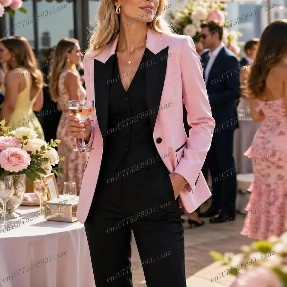Pink And Black Women Suits Lady Business Tuxedos Mother Wedding Party Formal Ladies 3 Piece Set Jacket Vest Pants
Pink And Black Women Suits Lady Business Tuxedos Mother Wedding Party Formal Ladies 3 Piece Set Jacket Vest Pants
