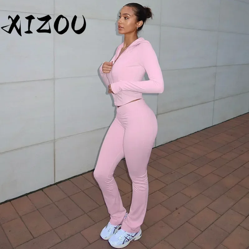 XIZOU Women Sporty Tracksuits Long Sleeve Hooded Zipper Coat + High Waist Skinny Long Trousers Female Two Piece Pants Set 2025
XIZOU Women Sporty Tracksuits Long Sleeve Hooded Zipper Coat + High Waist Skinny Long Trousers Female Two Piece Pants Set 2025