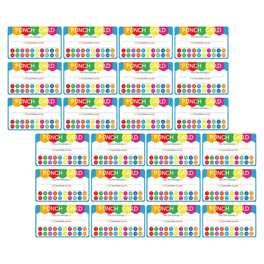 50Pcs Multifunctional Punch Cards for Reward System Classroom Management Tool Creative Teaching Resource for Student
50Pcs Multifunctional Punch Cards for Reward System Classroom Management Tool Creative Teaching Resource for Student