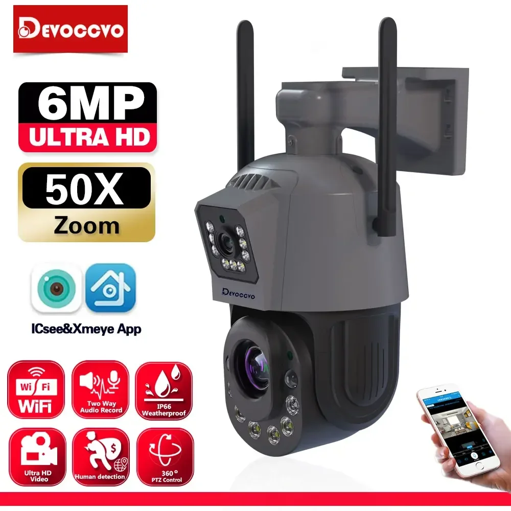 6MP Wifi PTZ IP Camera Outdoor Dual Lens Dual Screen 50x 30X Zoom Human Detection Wireless CCTV Security Surveillance Camera 2K
6MP Wifi PTZ IP Camera Outdoor Dual Lens Dual Screen 50x 30X Zoom Human Detection Wireless CCTV Security Surveillance Camera 2K
