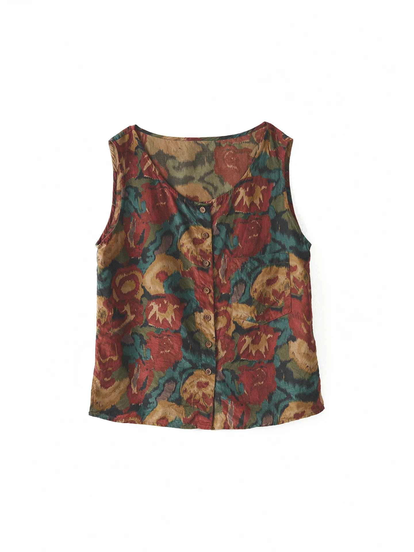 Casual Silk Cotton Plant Dye Vest Original Artistic Retro Print Women's Top V-Ne Breathable Lightweight Floral Pattern
Casual Silk Cotton Plant Dye Vest Original Artistic Retro Print Women's Top V-Ne Breathable Lightweight Floral Pattern