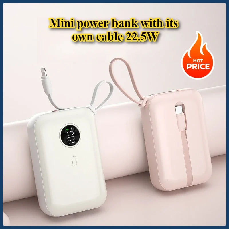 Mini Self-contained Cable Power Bank Suitable for 22.5W Super Fast Charging Mobile Power Supply
Mini Self-contained Cable Power Bank Suitable for 22.5W Super Fast Charging Mobile Power Supply