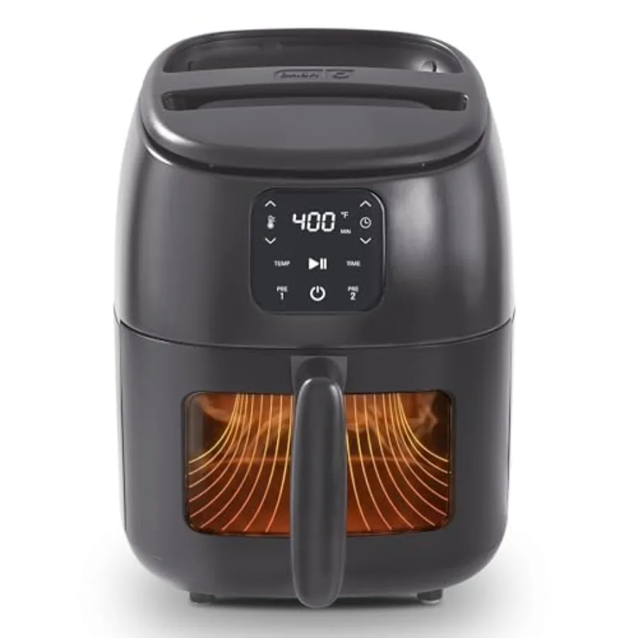 Compact air fryer for small kitchens, ceramic nonstick coating, black, 2.6QT capacity with infrared digital control, viewing wi
Compact air fryer for small kitchens, ceramic nonstick coating, black, 2.6QT capacity with infrared digital control, viewing wi