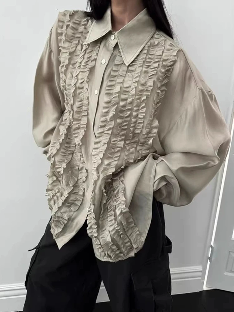 Unique Design Fold Edge Shirts Women Korean Fashion Long Sleeve Blouse Female High Quality Turn Down Single Breasted Tops 2025
Unique Design Fold Edge Shirts Women Korean Fashion Long Sleeve Blouse Female High Quality Turn Down Single Breasted Tops 2025