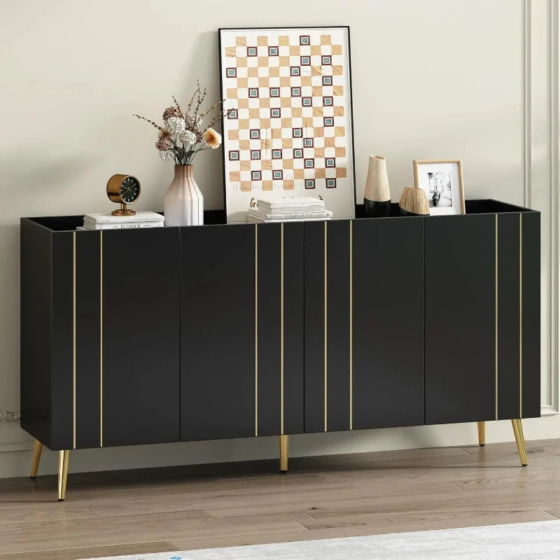 Multi-Functional Shoe Cabinet with 5 Golden Metal Legs & Modern TV Stand with 4 Adjustable Shelves - Sideboard with
Multi-Functional Shoe Cabinet with 5 Golden Metal Legs & Modern TV Stand with 4 Adjustable Shelves - Sideboard with