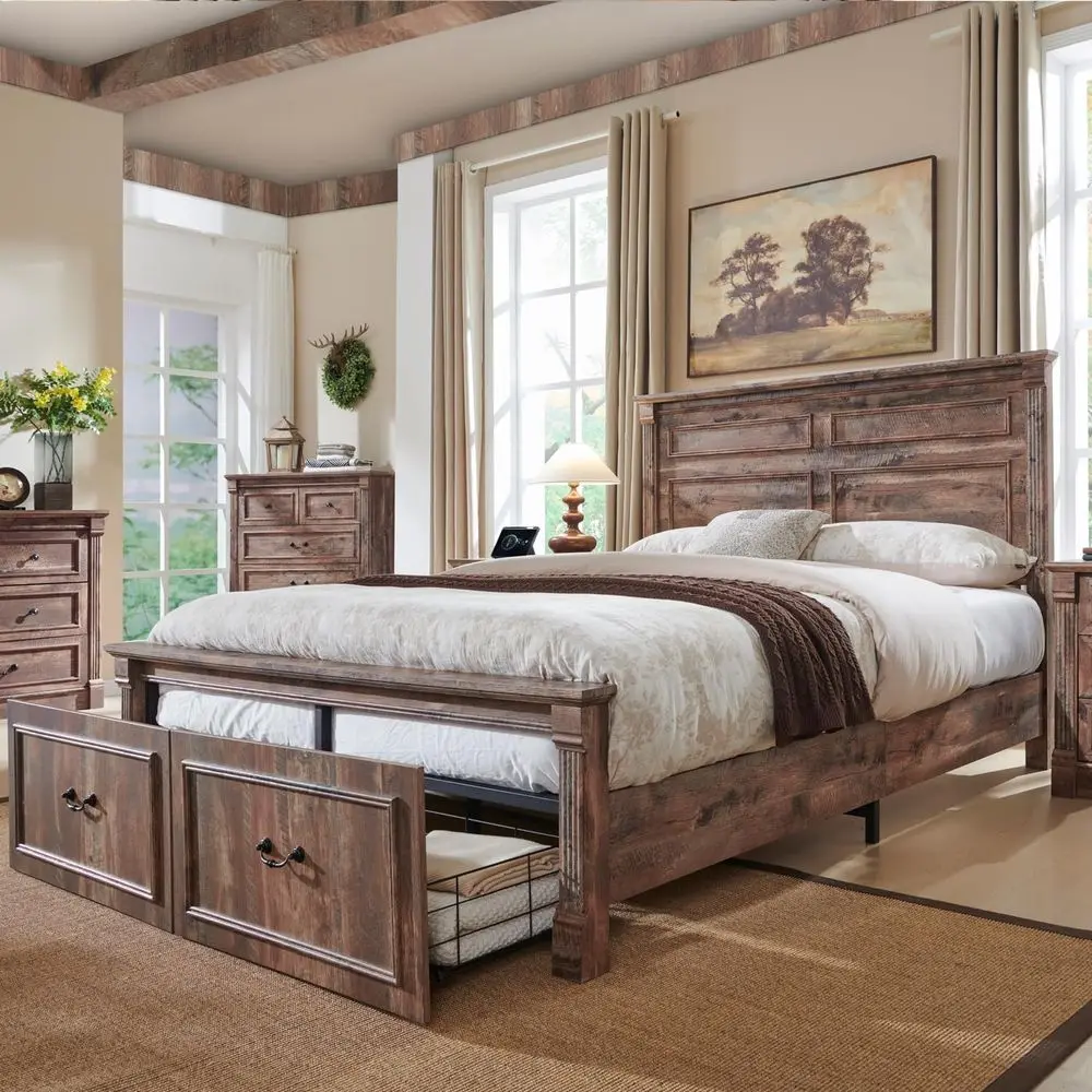 Farmhouse Full Size Bed Frame with 51 Tall Headboard, Wood Platform Bed Frame with 20 Tall Roman Column Decoration Footboard am
Farmhouse Full Size Bed Frame with 51 Tall Headboard, Wood Platform Bed Frame with 20 Tall Roman Column Decoration Footboard am
