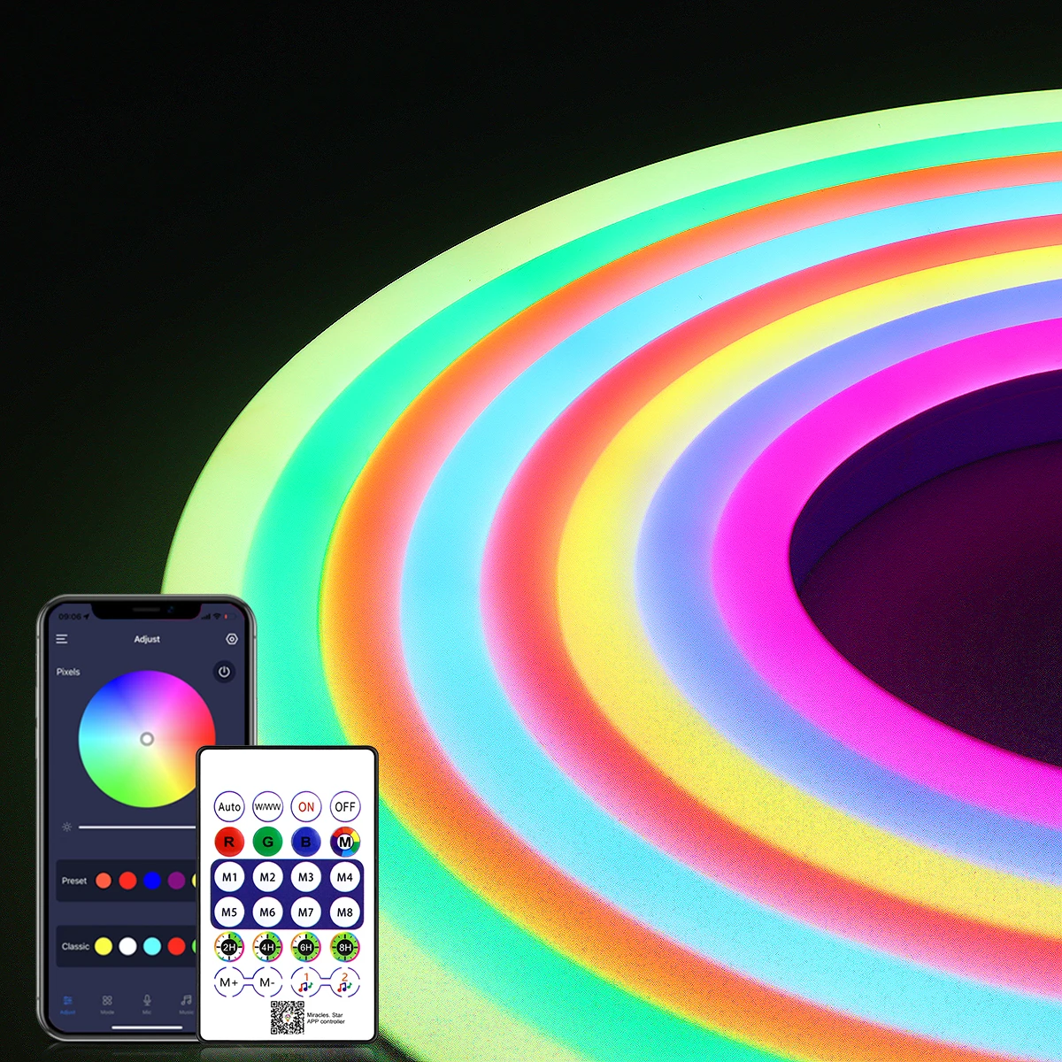 Smart RGBIC Dream Color Bluetooth APP Control LED Neon Strip Light USB 5V Colorful Neon Tape With Remote Controller For Room Dec
Smart RGBIC Dream Color Bluetooth APP Control LED Neon Strip Light USB 5V Colorful Neon Tape With Remote Controller For Room Dec