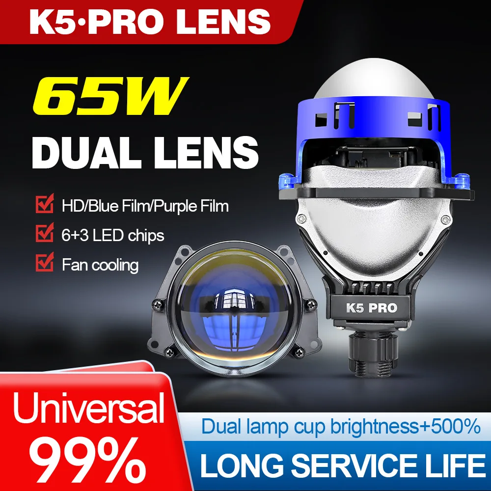 XTG New K5PRO 3 Inch Bi LED Projector Headlights with Halo Ring, Laser Effect, 65W/130W No Damage Car LED Lens H4 H7 Dual Beam
XTG New K5PRO 3 Inch Bi LED Projector Headlights with Halo Ring, Laser Effect, 65W/130W No Damage Car LED Lens H4 H7 Dual Beam
