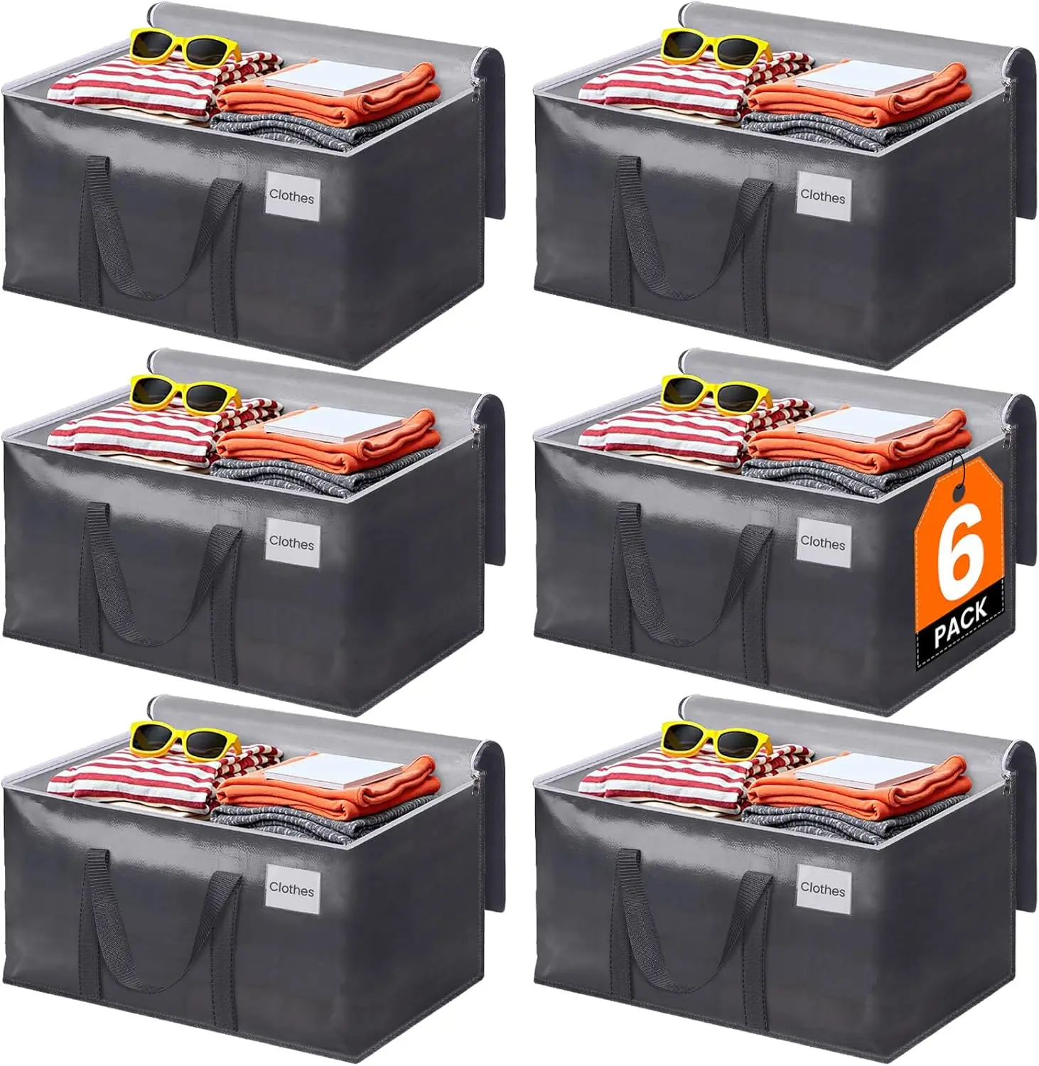 6 Pack Moving Bags Heavy Duty Storage Bags with Zipper Handles and Tag for College Dorm Moving Supplies Grey Foldable Totes 93L
6 Pack Moving Bags Heavy Duty Storage Bags with Zipper Handles and Tag for College Dorm Moving Supplies Grey Foldable Totes 93L