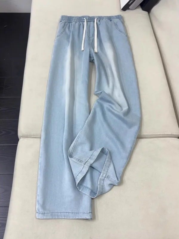 Light Blue Ice Silk Men's Jeans Summer Thin Dstring Elastic Waist Straight Leg Drapey Feel Casual Loose Fit Denim Pants
Light Blue Ice Silk Men's Jeans Summer Thin Dstring Elastic Waist Straight Leg Drapey Feel Casual Loose Fit Denim Pants