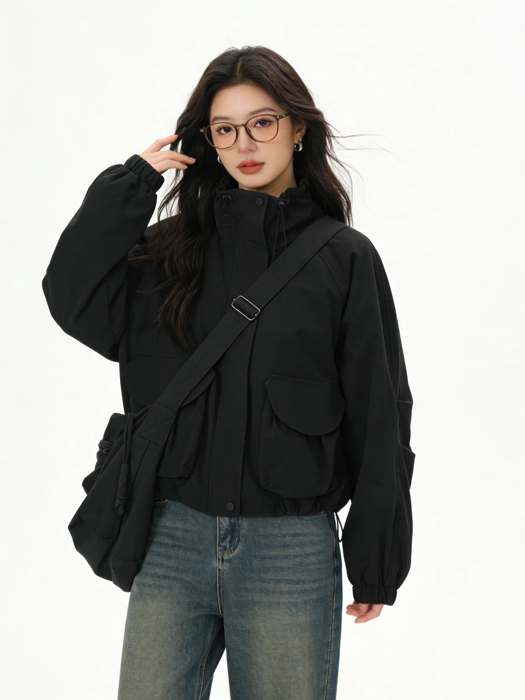Loose Fit Korean Workwear Style Short Jacket Women's Multiple Pockets Black Small Size Jacket Spring 2026 Casual Style
Loose Fit Korean Workwear Style Short Jacket Women's Multiple Pockets Black Small Size Jacket Spring 2026 Casual Style