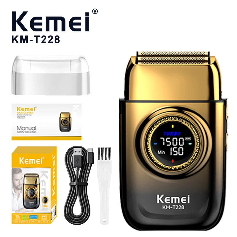 Kemei KM-T228 Электробритва с двойной плавающей головкой Портативная электробритва с электродвигателем Smart Touch Мужская бритва для ухода за волосами
Kemei KM-T228 Электробритва с двойной плавающей головкой Портативная электробритва с электродвигателем Smart Touch Мужская бритва для ухода за волосами