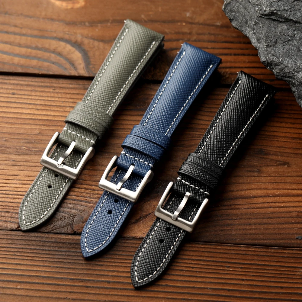 Handmade cross patterned cowhide strap, 18 19 20MM curved leather strap, quick detachable retro style men's bracelet, blue black
Handmade cross patterned cowhide strap, 18 19 20MM curved leather strap, quick detachable retro style men's bracelet, blue black
