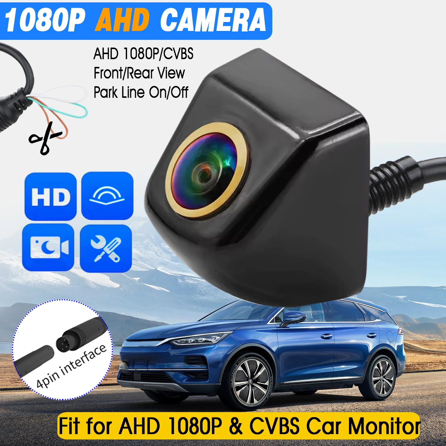 AHD Backup Camera 1080P with 170° Fisheye Golden Lens, AHD/CVBS Switchable, Parking Line On/Off, HD Full Color Night Vision
AHD Backup Camera 1080P with 170° Fisheye Golden Lens, AHD/CVBS Switchable, Parking Line On/Off, HD Full Color Night Vision
