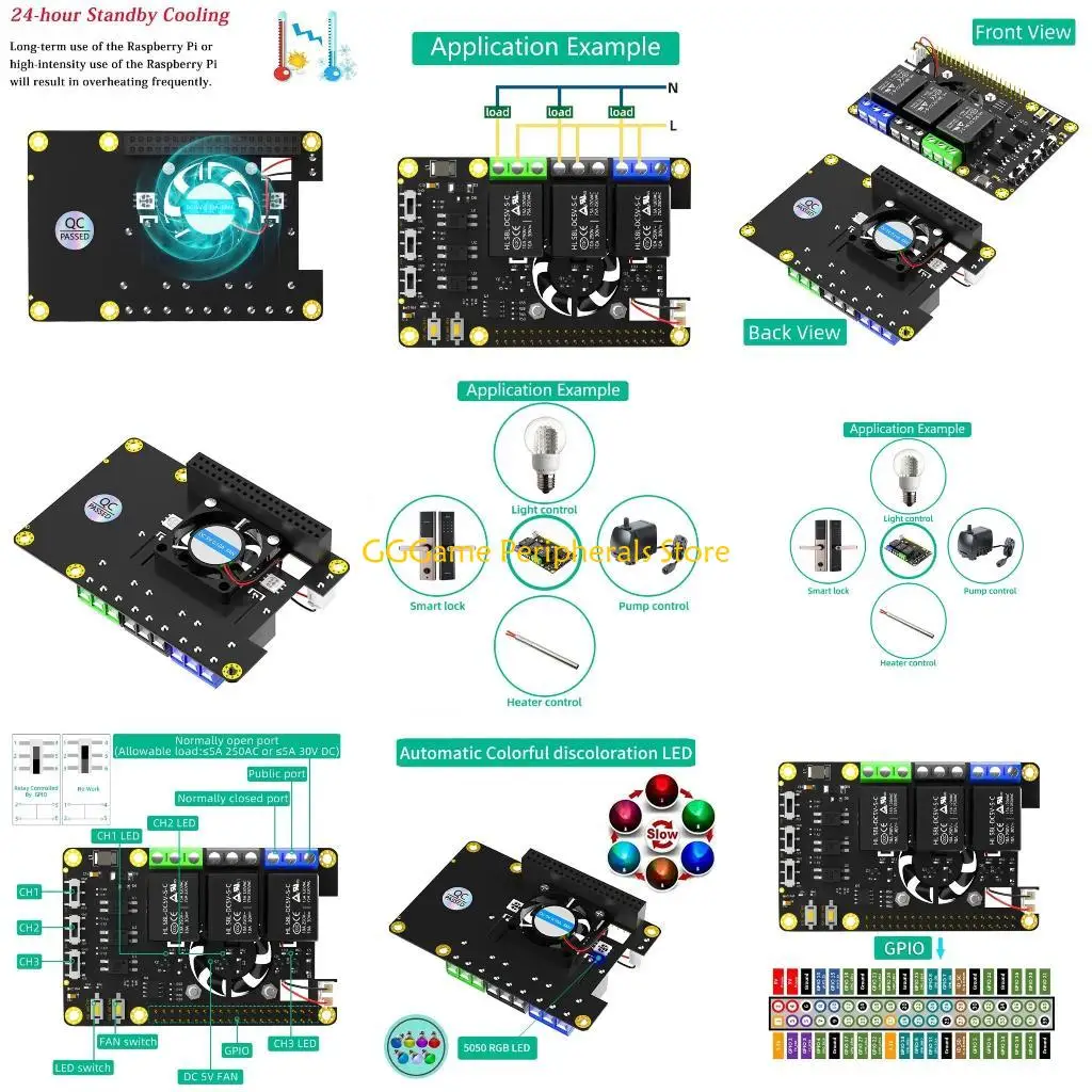 Плата расширения контроллера реле питания U55B Стандартный PIN-код GPIO с двойным вентилятором
Плата расширения контроллера реле питания U55B Стандартный PIN-код GPIO с двойным вентилятором