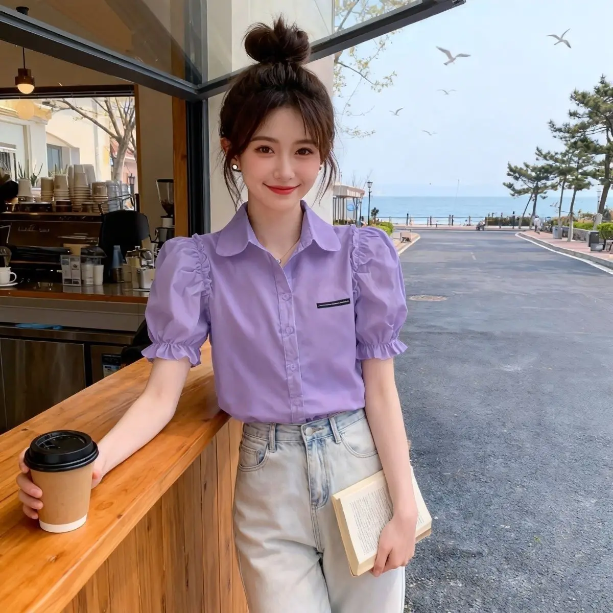 Summer New Style Korean Bubble Sleeve Thin Short Sleeve Shirt Women's Small Fragrance Wind Slimming Casual Outerwear
Summer New Style Korean Bubble Sleeve Thin Short Sleeve Shirt Women's Small Fragrance Wind Slimming Casual Outerwear