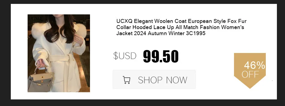 UCXQ Elegant OL Office Lady Overcoats Fur Patchwork Long Sleeve Woolen Coat Beautiful Women's Clothing Jacket Autumn 2025 Winter 27 Sadc4a3c23d3f4515aeccbad6e4cc0dc1b