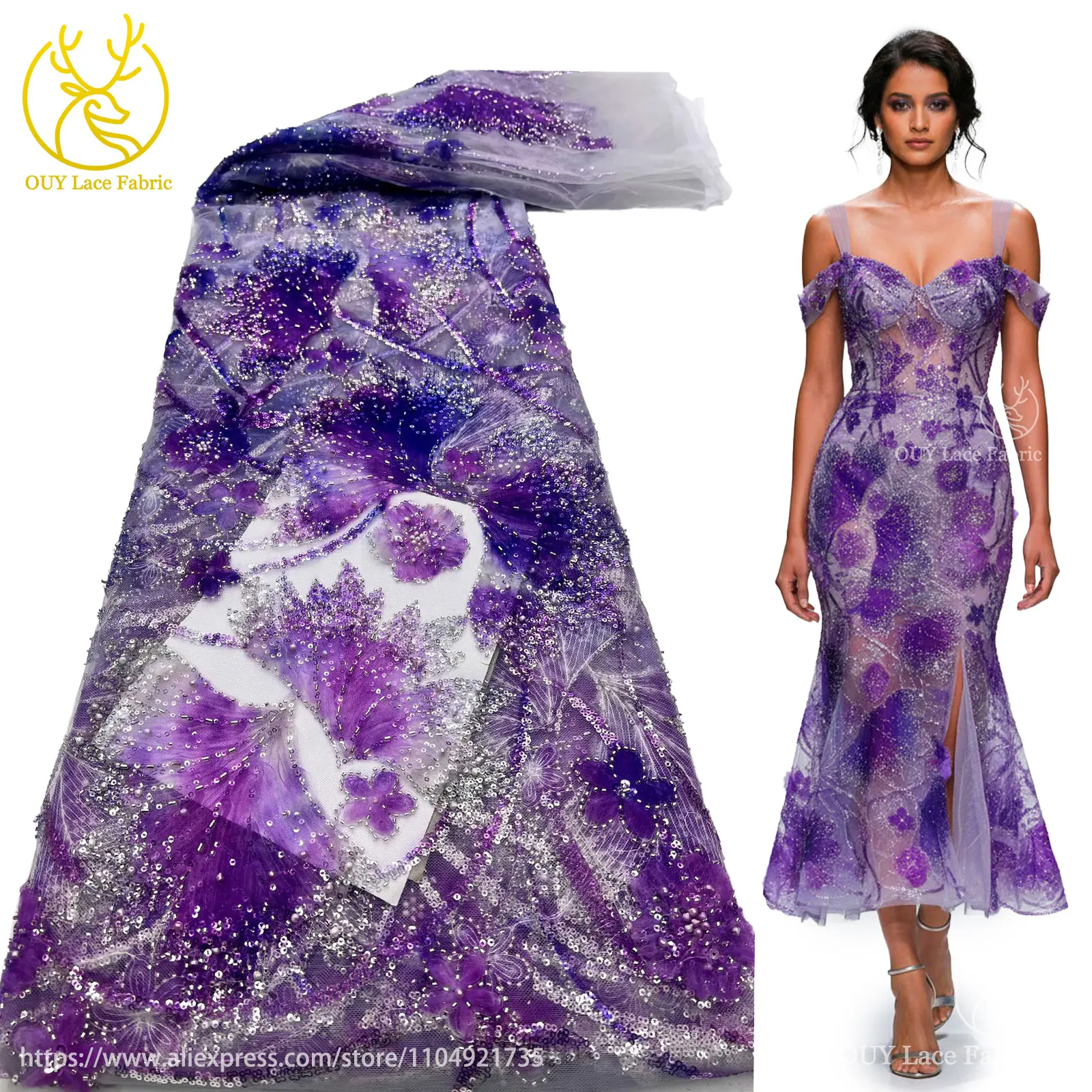Purple African Sequins Beaded Lace Fabric 2025 High Quality French Nigerian Groom Tulle Lace Fabric Ladies Wedding Party Dresses
Purple African Sequins Beaded Lace Fabric 2025 High Quality French Nigerian Groom Tulle Lace Fabric Ladies Wedding Party Dresses