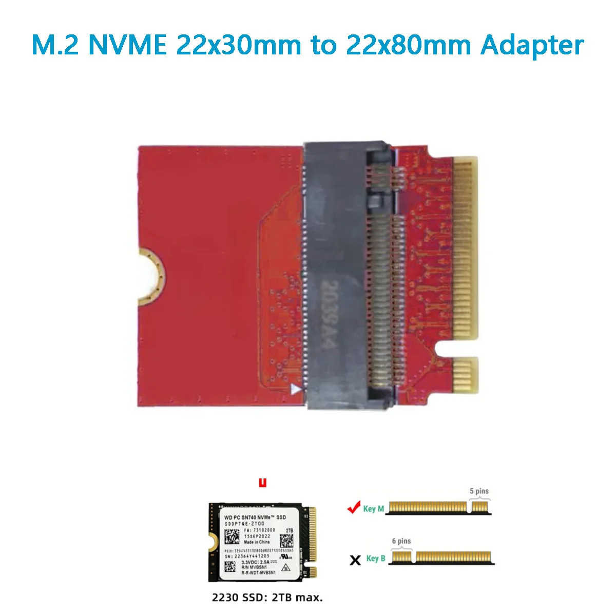 M.2 Extension Upgrade Adapter M.2 NVME 22x30mm to 22x80mm M-Key Compatible with ROG Flow X13 Gamings Laptop
M.2 Extension Upgrade Adapter M.2 NVME 22x30mm to 22x80mm M-Key Compatible with ROG Flow X13 Gamings Laptop