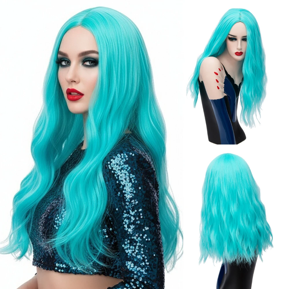 Women Medium Long Wavy Blue Wig Synthetic Heat Resistant Fiber Wig For Daily Cosplay Party
Women Medium Long Wavy Blue Wig Synthetic Heat Resistant Fiber Wig For Daily Cosplay Party