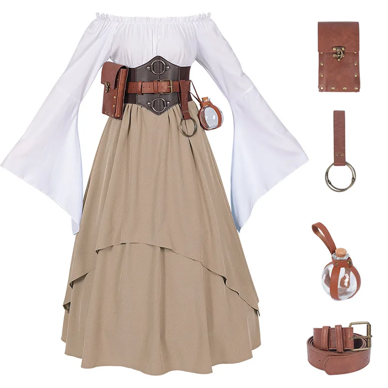 Medieval Vintage Elf Fairy Elven Costume For Women Princess Dress Waist Cincher Corset Tube Top Ruffles Gown Dresses
Medieval Vintage Elf Fairy Elven Costume For Women Princess Dress Waist Cincher Corset Tube Top Ruffles Gown Dresses