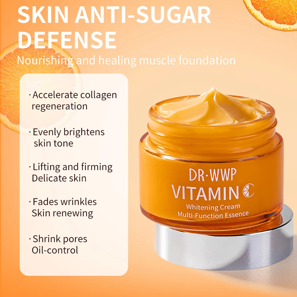 Vitamin C Face Cream Whitening Cream Moisturizing Fading Fine Lines Shrink Pores Brightening Skin For Face Cream Skin Care 50g 
Vitamin C Face Cream Whitening Cream Moisturizing Fading Fine Lines Shrink Pores Brightening Skin For Face Cream Skin Care 50g