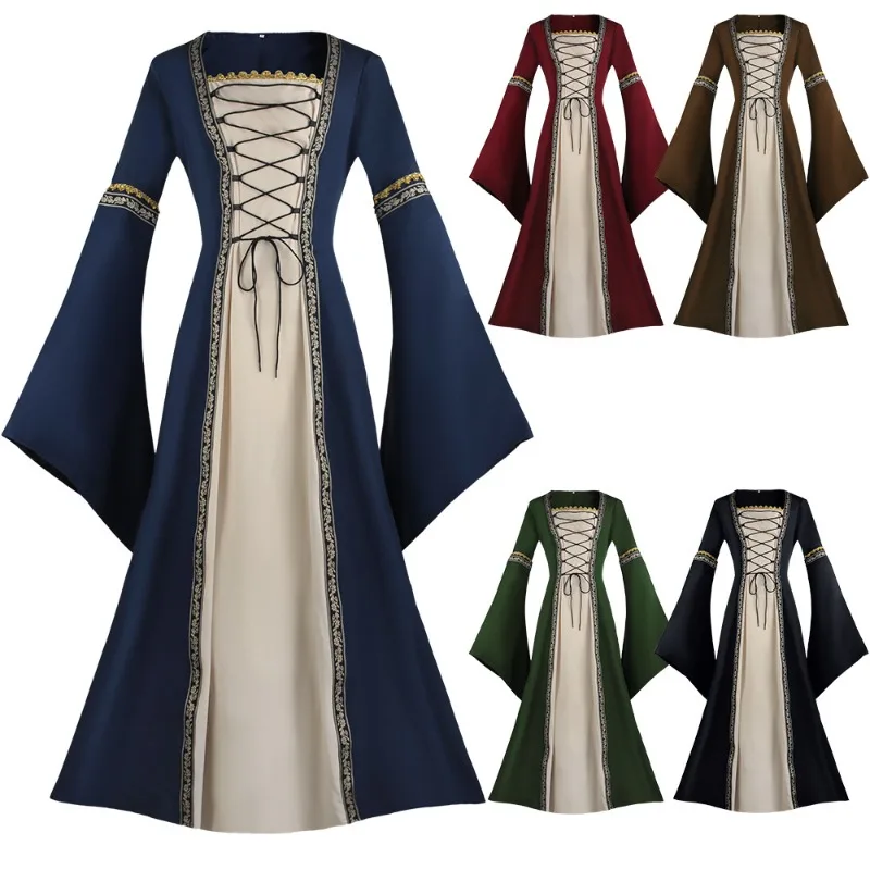 2025 Medieval Collar Bell Sleeve Gown | Lace-Up Gothic Maxi Dress with Floral Trim, Vintage Cosplay Performance Costume
2025 Medieval Collar Bell Sleeve Gown | Lace-Up Gothic Maxi Dress with Floral Trim, Vintage Cosplay Performance Costume
