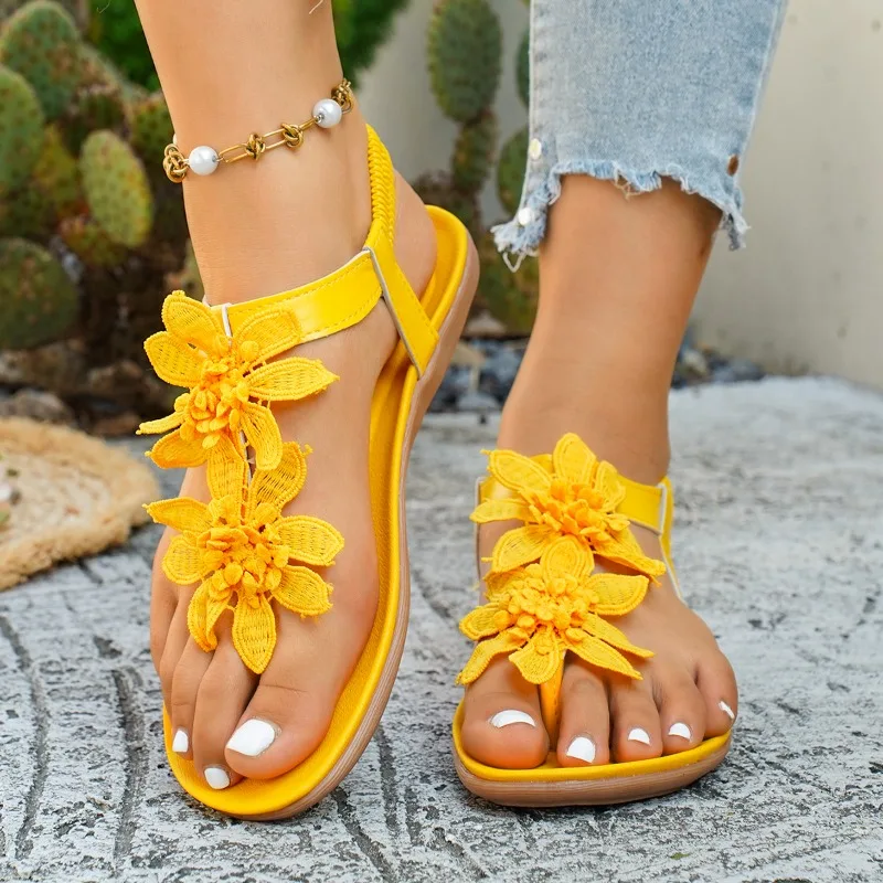 Women's Fashionable Floral-decorated Sandals Sexy Open-toe Breathable Elastic Band Sandals Summer Casual Round-toe Beach Sandals
Women's Fashionable Floral-decorated Sandals Sexy Open-toe Breathable Elastic Band Sandals Summer Casual Round-toe Beach Sandals