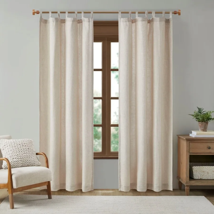 Faux Linen Tab Top Fleece Lined Curtain Panel for Living Room, Beige, Thermal Insulation Noise Reduction
Faux Linen Tab Top Fleece Lined Curtain Panel for Living Room, Beige, Thermal Insulation Noise Reduction