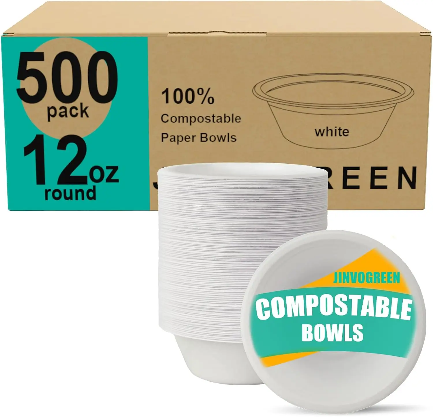 500 Count 12 oz Heavy Duty Compostable Paper Bowls for Snacks, Soup, Salads - Biodegradable Bagasse
500 Count 12 oz Heavy Duty Compostable Paper Bowls for Snacks, Soup, Salads - Biodegradable Bagasse