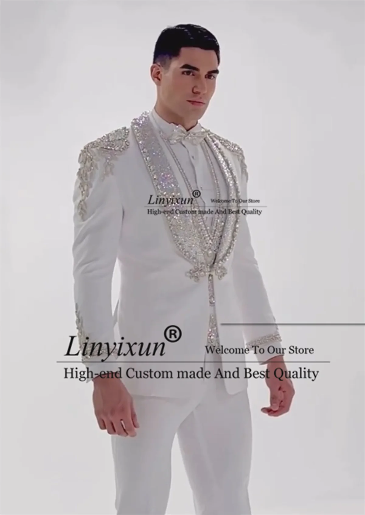 Stunning Beaded Rhinestone Men Suit Glitter Sequin Lapel Groom Tuxedo 3 Pieces Sets Customized Wedding Party Blazers ropa hombre
Stunning Beaded Rhinestone Men Suit Glitter Sequin Lapel Groom Tuxedo 3 Pieces Sets Customized Wedding Party Blazers ropa hombre