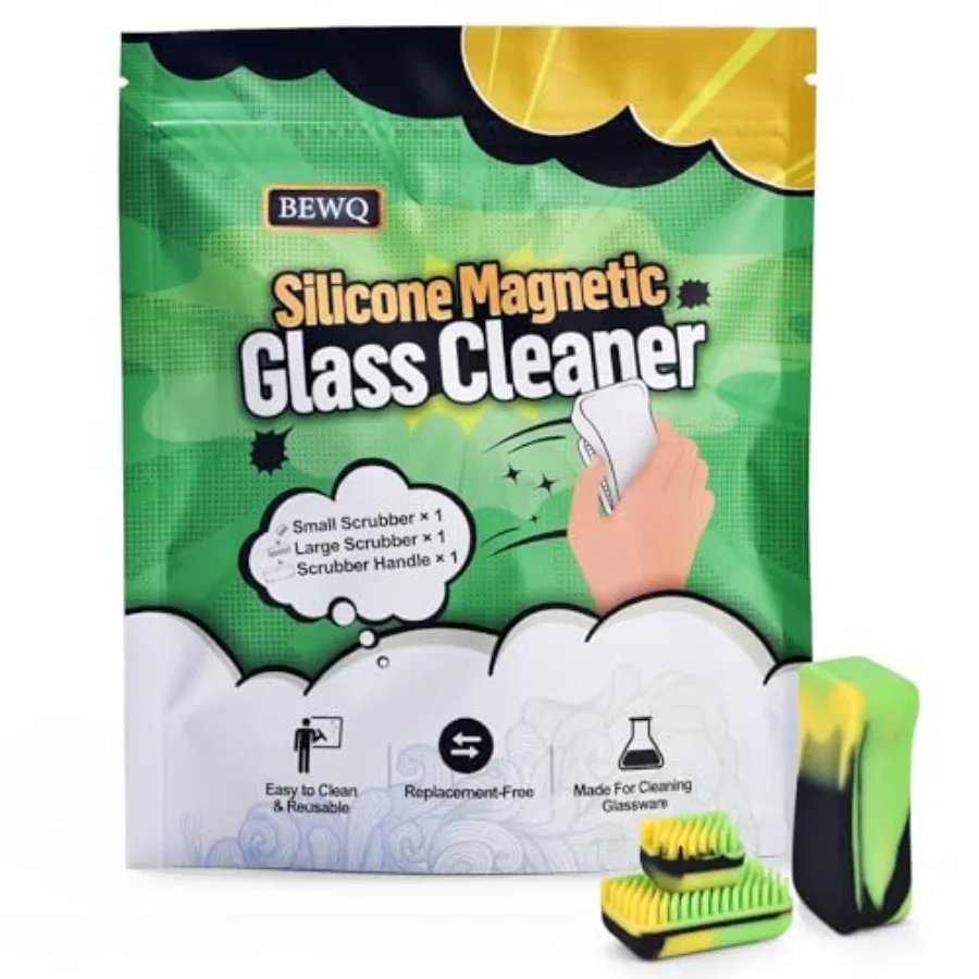 Magnetic Glass Cleaner Kit - Deep Cleans Hard-to-Reach Glassware and Narrow Pipes Two Reusable Silicone Scrubbers with Handle P
Magnetic Glass Cleaner Kit - Deep Cleans Hard-to-Reach Glassware and Narrow Pipes Two Reusable Silicone Scrubbers with Handle P