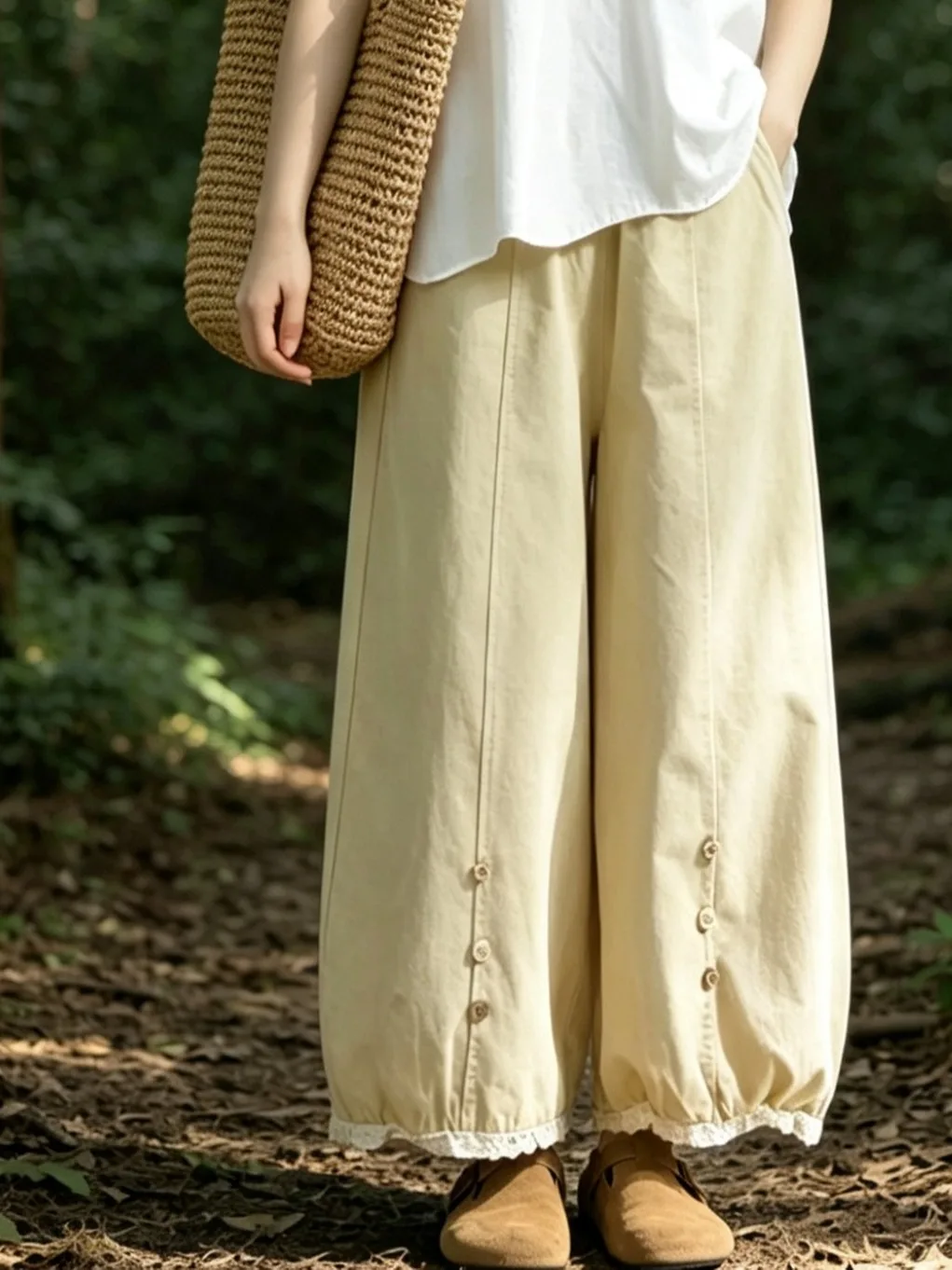 Authentic Summer Artistic Loose Fit Button Casual Wide Leg Pants Lace Trim Versatile Comfortable Breathable Cotton Ladies Tro...
Authentic Summer Artistic Loose Fit Button Casual Wide Leg Pants Lace Trim Versatile Comfortable Breathable Cotton Ladies Tro...
